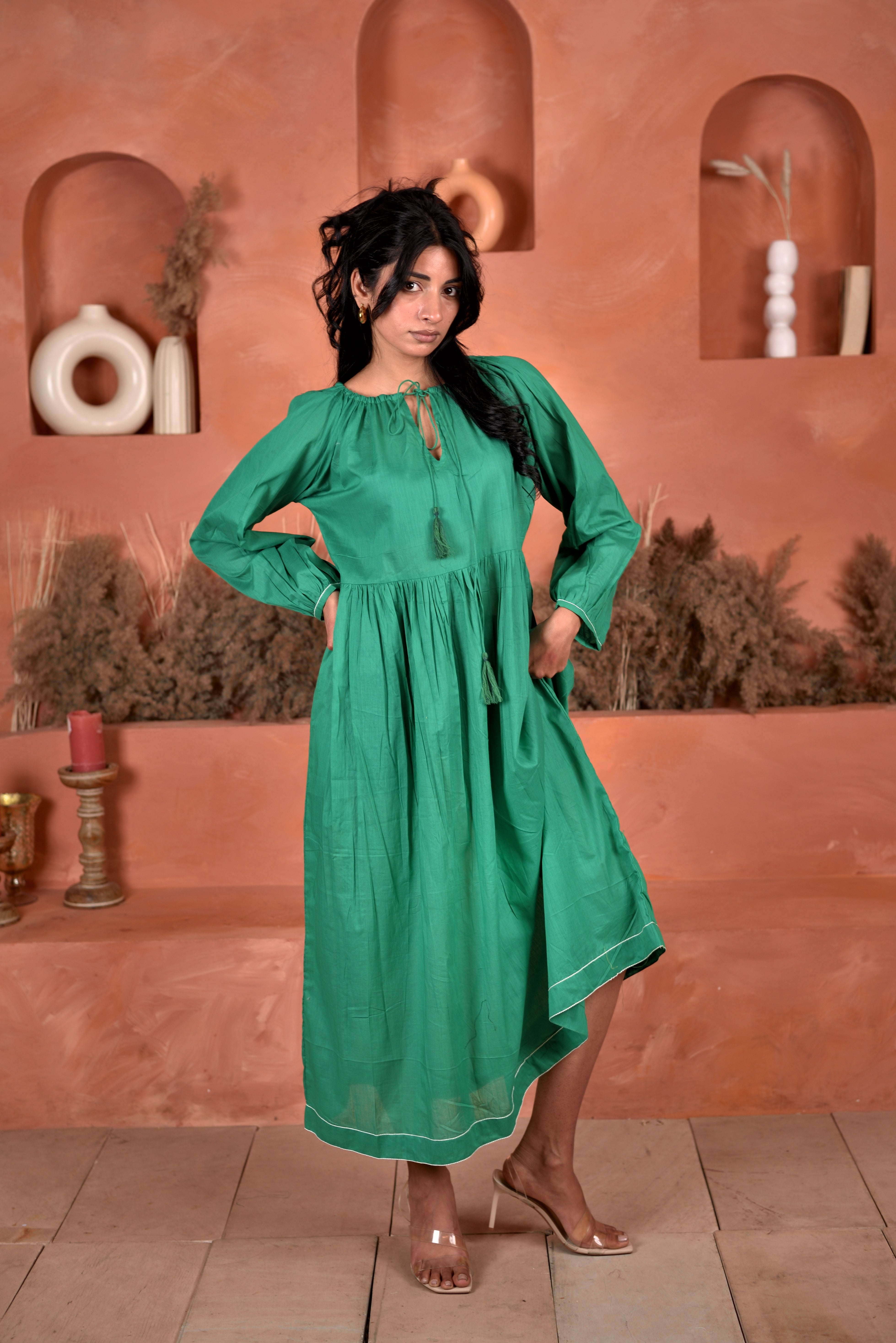 Zaria Gathered Midi Dress